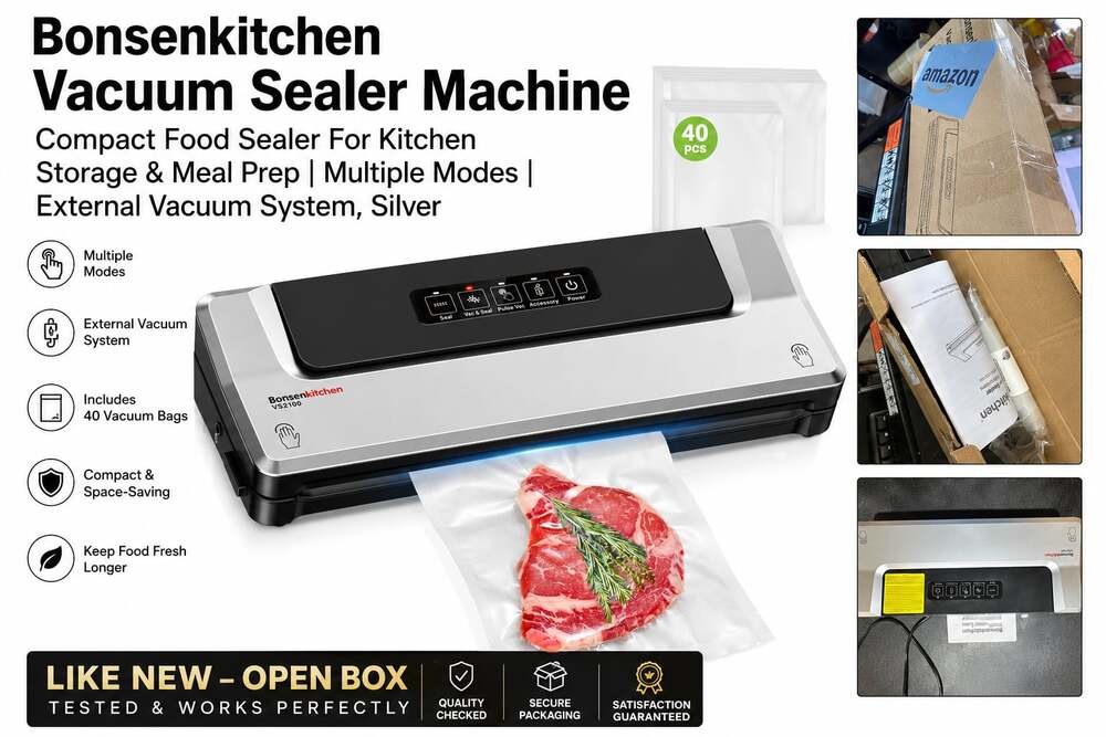 Bonsenkitchen VS2100 Automatic Vacuum Sealer Machine with 40 Bags